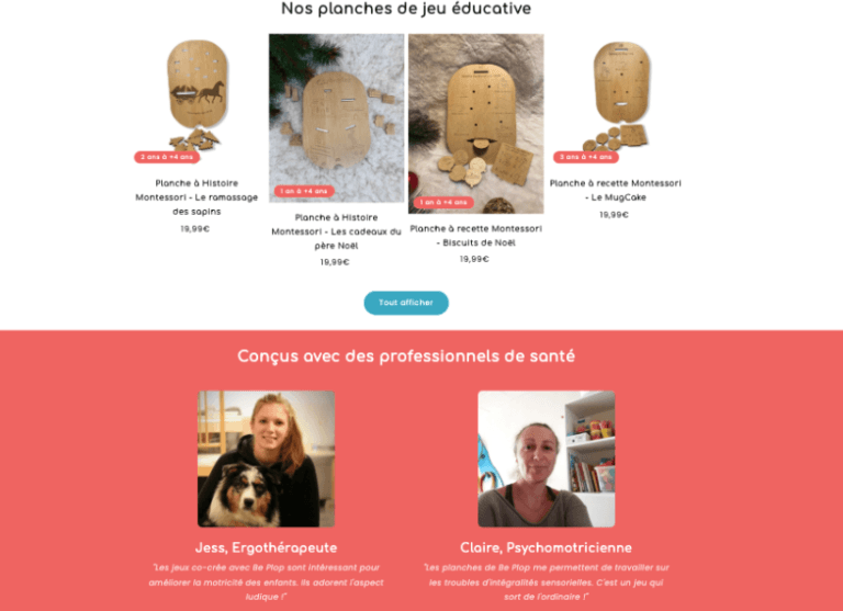 Présentation des planches éducatives Be Plop avec témoignages de professionnels de santé, dans le cadre de la refonte du site internet.